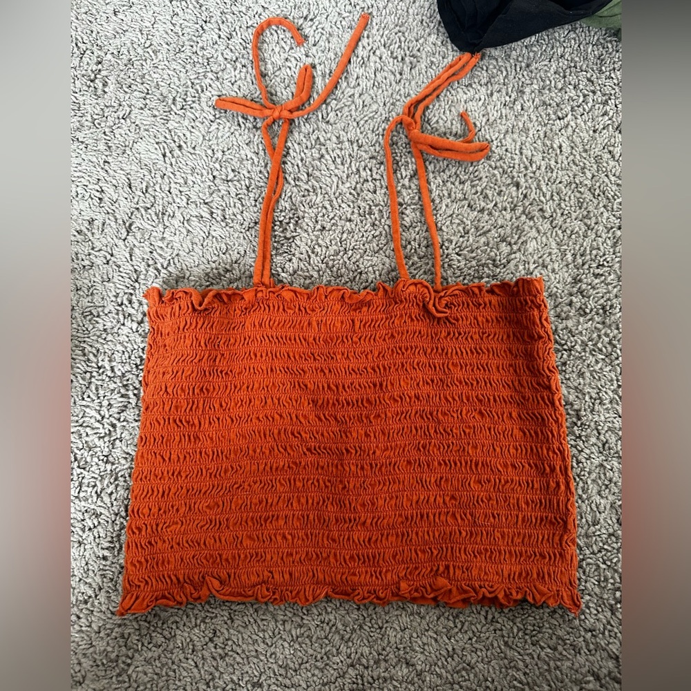 Burnt Orange Rouched Shirt